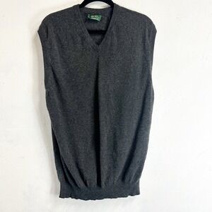 Peter Scott Scotland Mens Medium 100% Cashmere V-Neck Sweater Vest Gray
